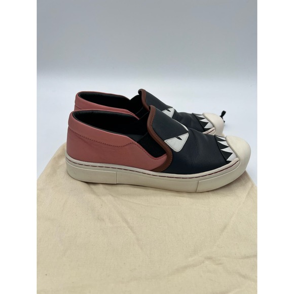 Fendi Pink Leather Monster Bug Slip on Sneakers w/ Dustbag sz 35 - Picture 4 of 9